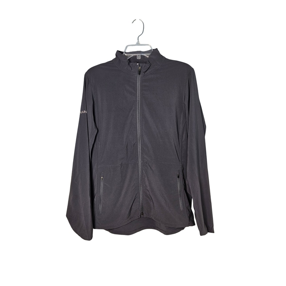 NATHAN Sports Vamos‎ Track Jacket Charcoal Gray Full Zip Womens Large Running